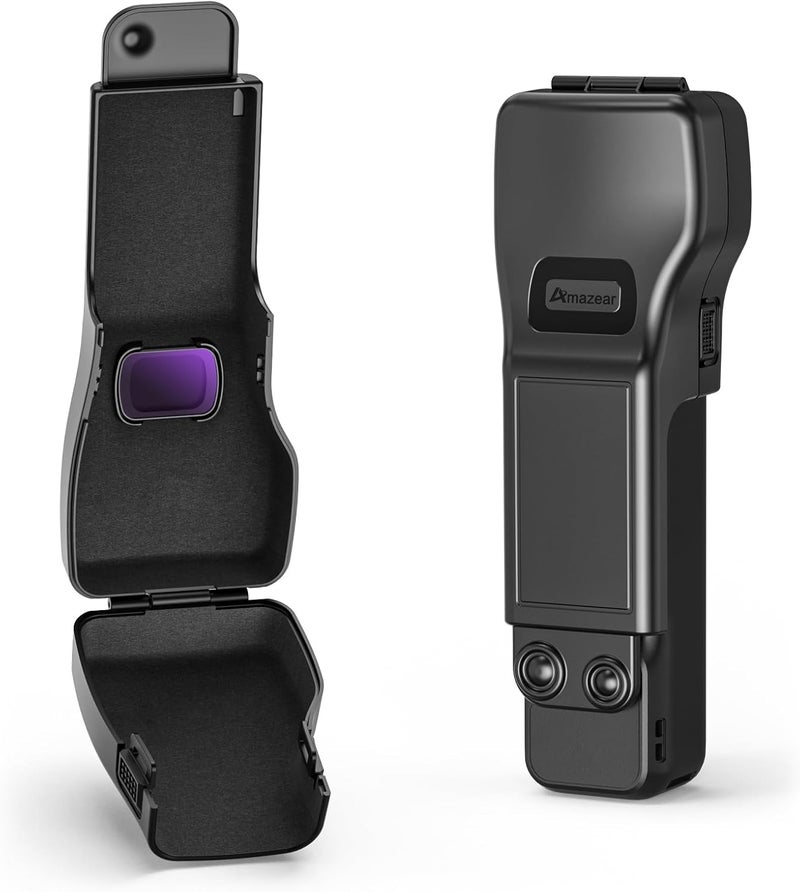 AMAZEAR Gimbal Screen Protective Cover for DJI Osmo Pocket 3 Accessories, Lens Cap Hard Case for Xtra Muse Gimbal Vlog Camera with Soft Lining, Compact Design, Quick Open/Close, Black - Image 1